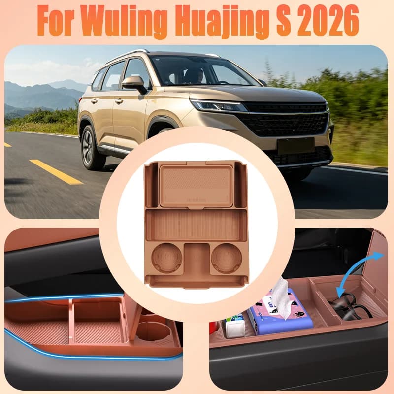 For Wuling Huajing S 2026 Center Console Lower Storage Box, Drop-in Organizer Tray, Sunglasses Holder, Eco-Friendly Interior