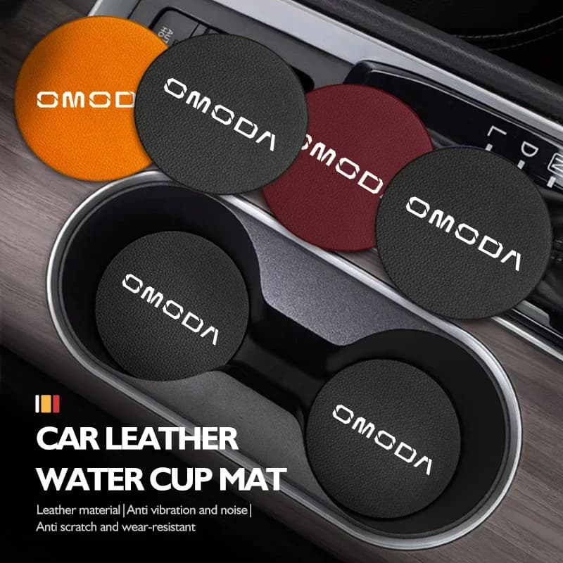 Car Cup Holder Coaster Auto Center Console Water Cup Pad Car Interior Anti-slip Cup Mat Premium Leather For Omoda 5 C5 9 C9 7 E5