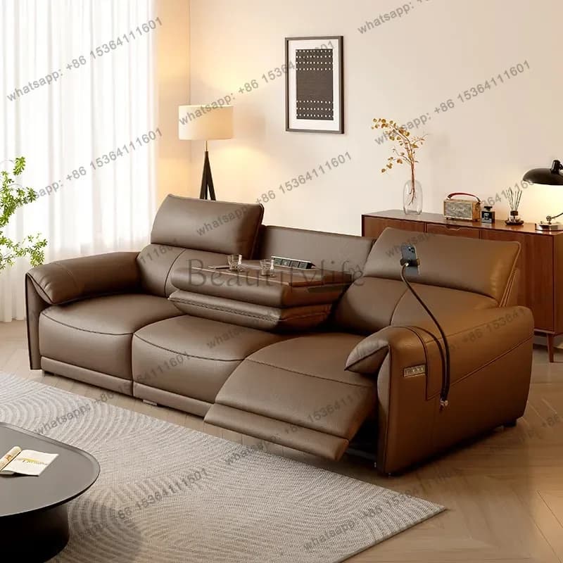 LJY Brown Design Electric Recliner Sofas Cheap China Luxury Modern Living Room Sofas Italian Quality Woonkamerbanken Furniture