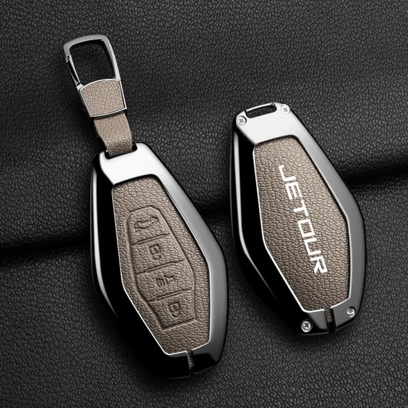 Zinc Alloy Goatskin grain Car Remote Key Fob Case Cover For Chery JETOUR X70 X70plus X70m X90plus X95pro Keychain Accessories