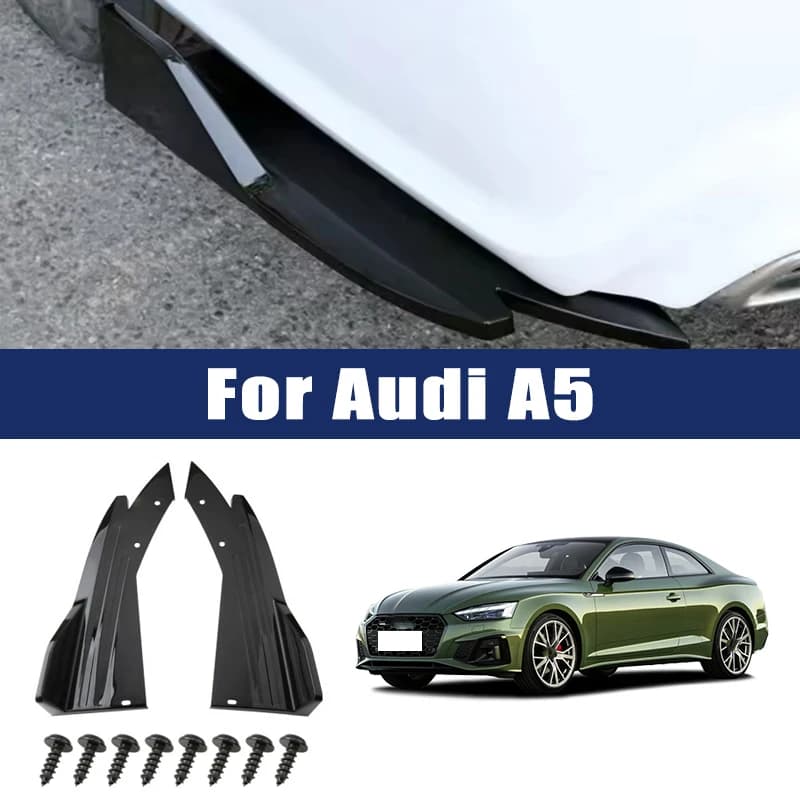 Car Rear Bumper Spoiler Lip Carbon Fiber Wing Trim Protection Anti-crash Diffuser Side Skirt Wrap Angle Splitter for Audi A5