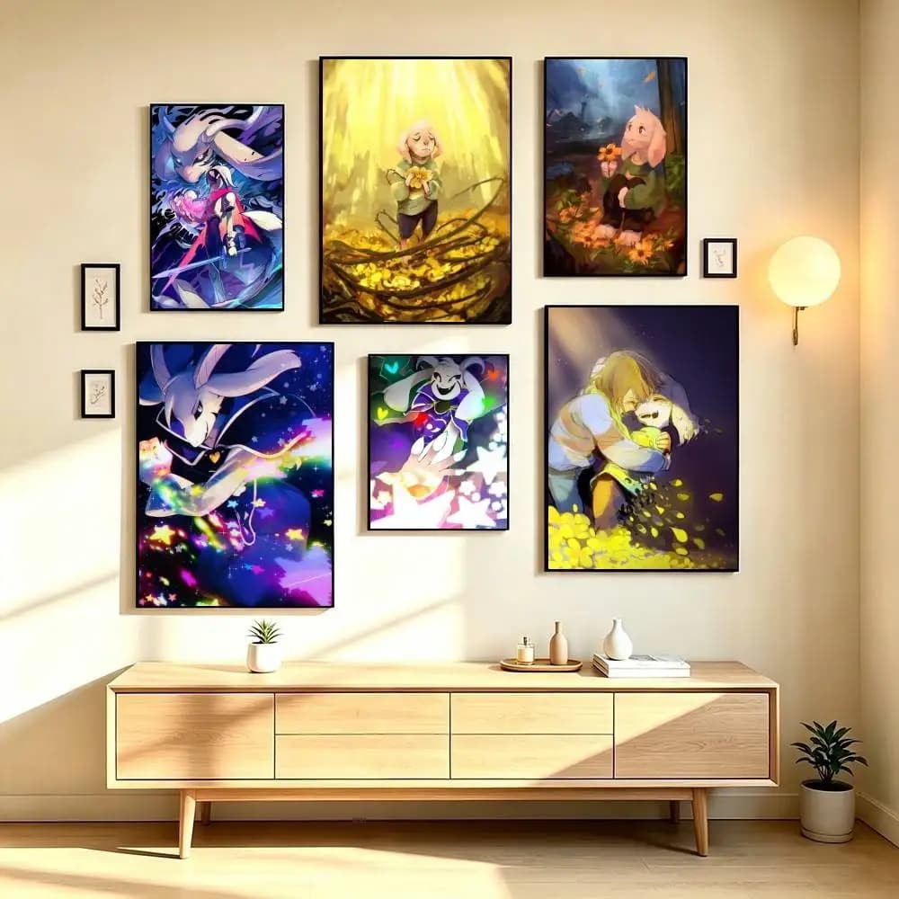 U-Undertale Asriel Dreemurr Poster Waterproof Wall Art Sticker For Bar Living Room Vintage Decor High Quality Print Gift