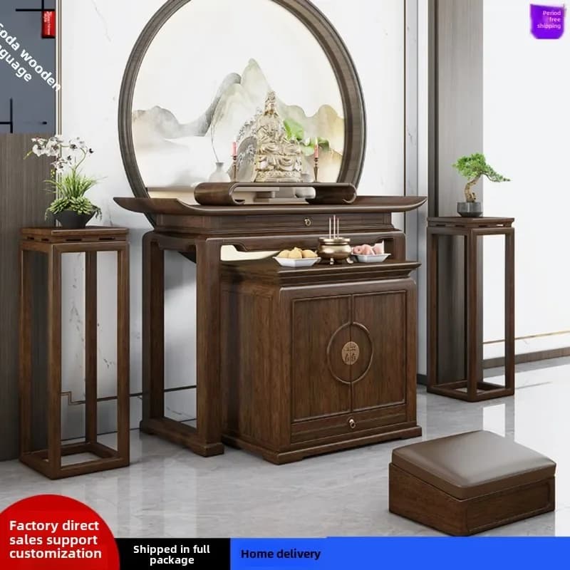 D4-2  New Chinese Solid Wood Offering Table Shentai Entrance Buddha Table Nest Standing Cabinet Offering Table