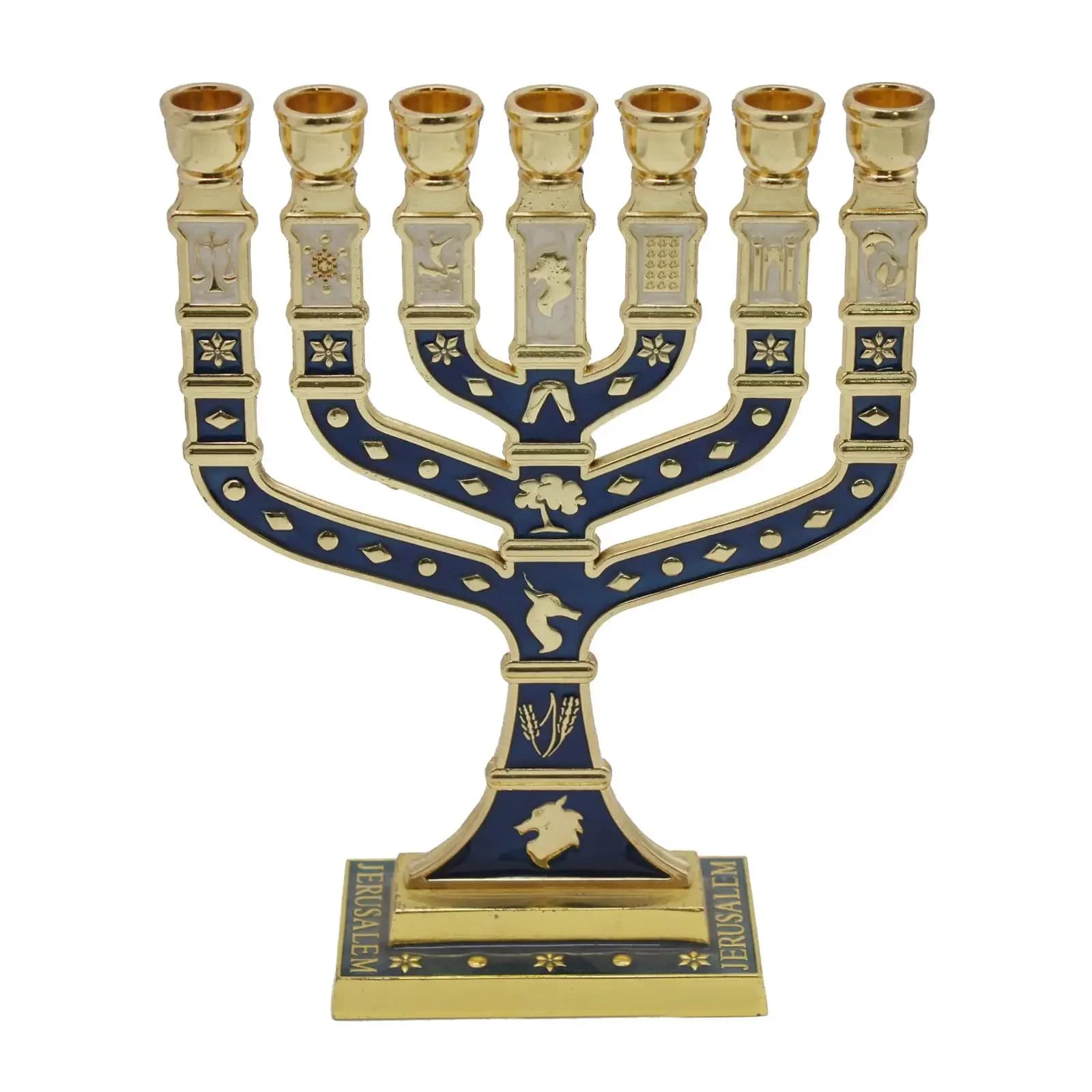 Menorah Candelabrum Ornament with Gold Accents Table Centerpiece Candlestick for Living Room Banquet Christmas Home Decor
