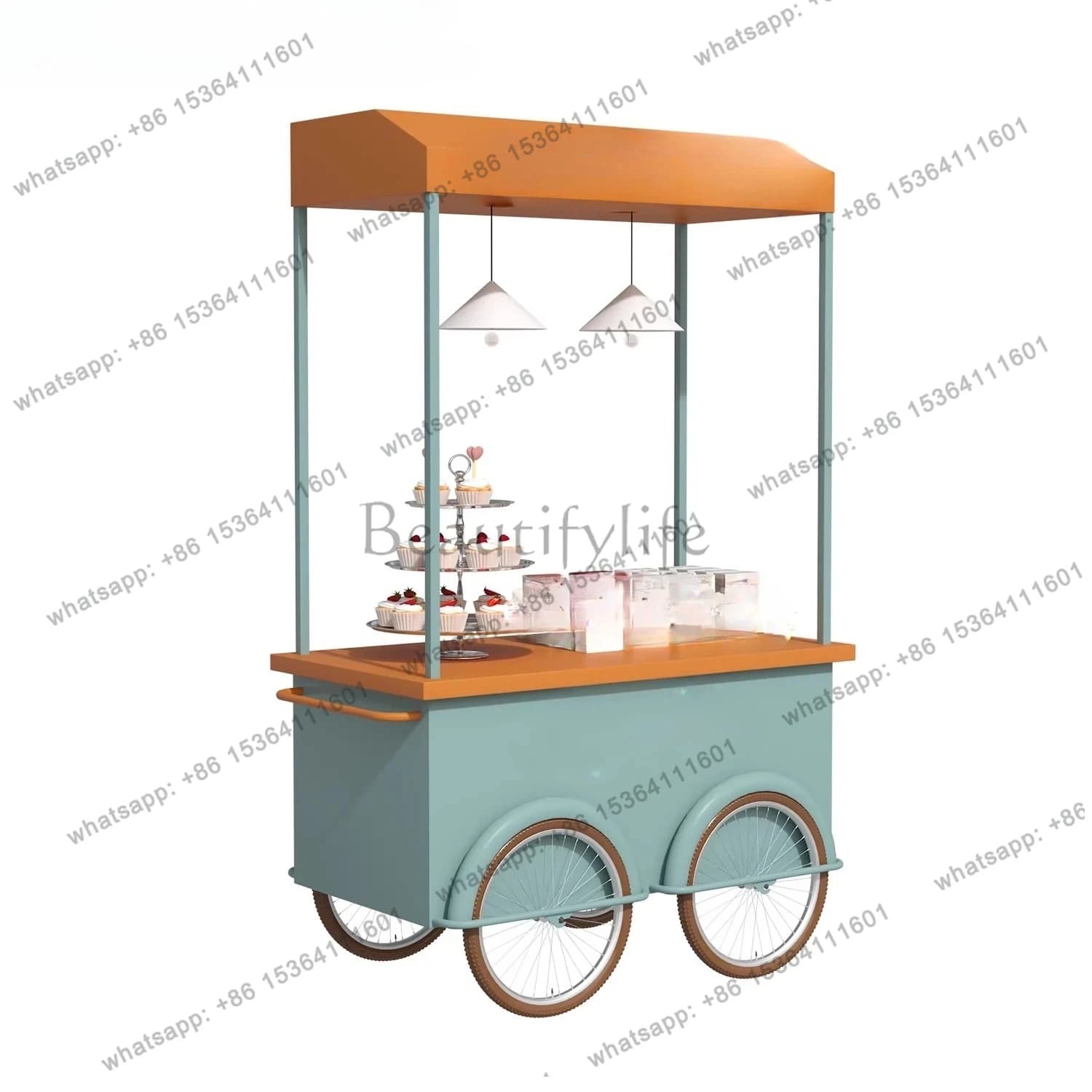 Outdoor Market Mobile Beverage Push Cart Display Store Display Cart