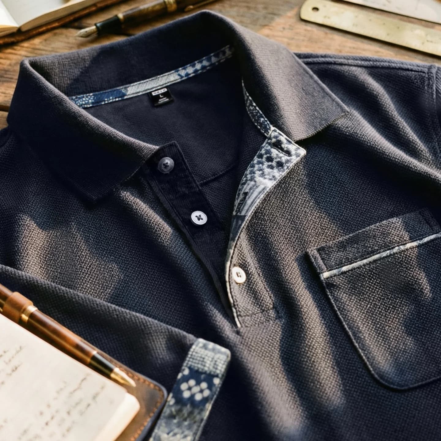 Maden Men's Polo Shirts Vintage Lapel Collar T Shirt Men Spliced Pattern Printed Short Sleeve Tops Summer Casual Men's Clothes