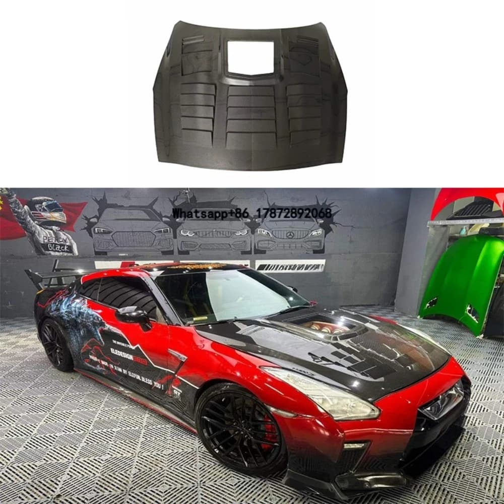 Dry Carbon Fiber Transparent Hood for GT-R 09-15 Upgrade Hood Bonnet Engine Cover  Exterior Accessories Aerokit