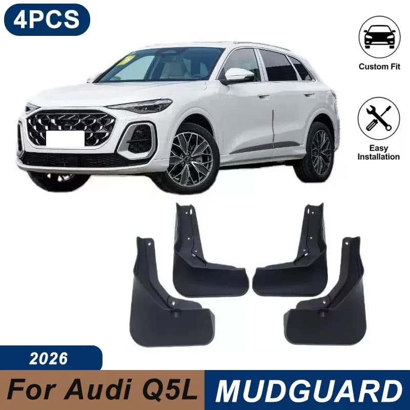4PCS Car Mud Flaps For Audi Q5L 2026 Waterproof Anti-Splash Fender Mudguards Auto Exterior Accessories