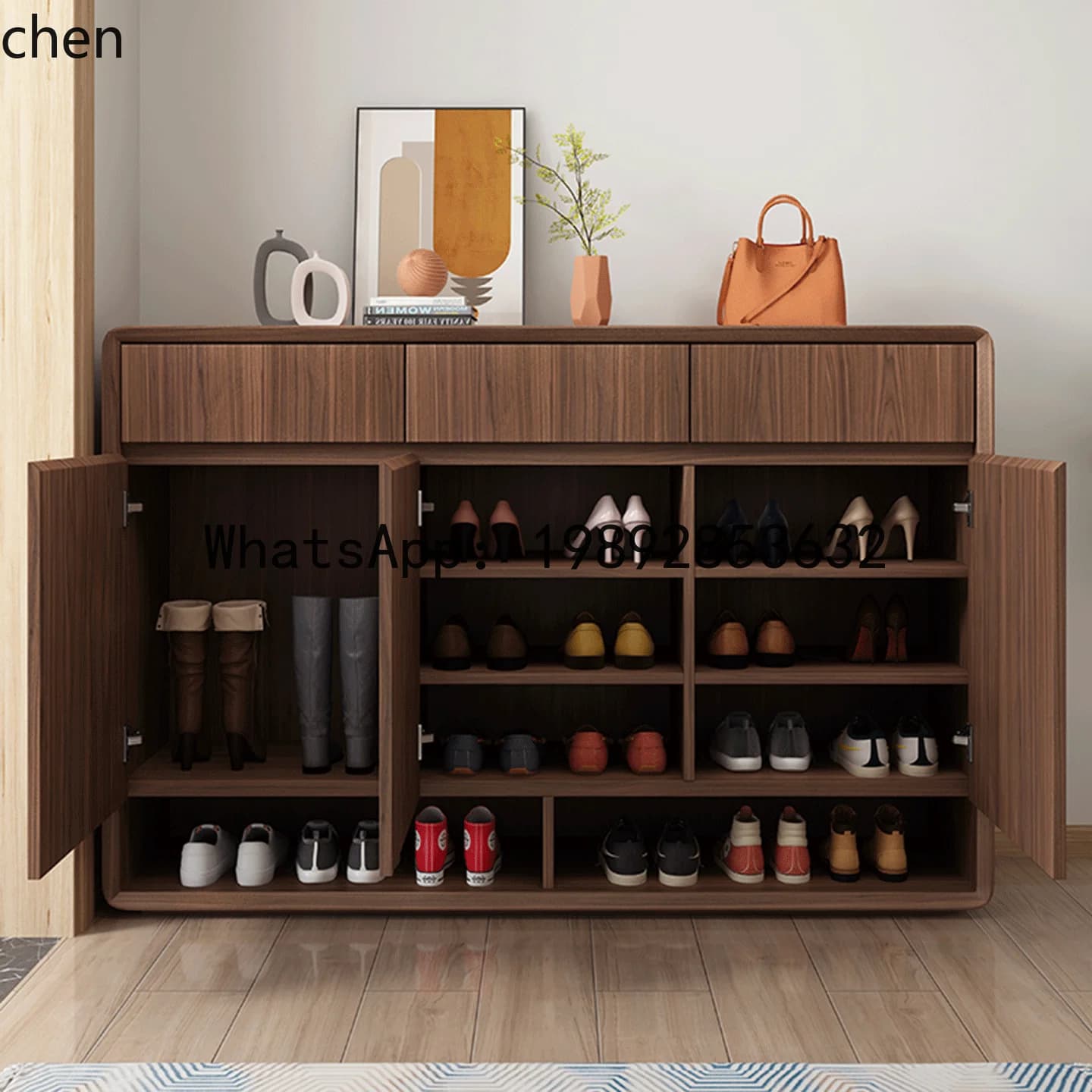 X7  Solid Wood Shoe Cabinet Entrance Simple Modern Storage Small Household Hallway Entryway Shoe Cabinet