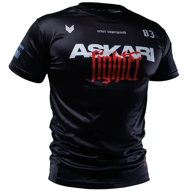 2026New Askari Men's Boxing Tight T-shirts Summer Sports Quick Dry Ice Sensation Tight-fitting Gym T-shirts Outdoor Training Top