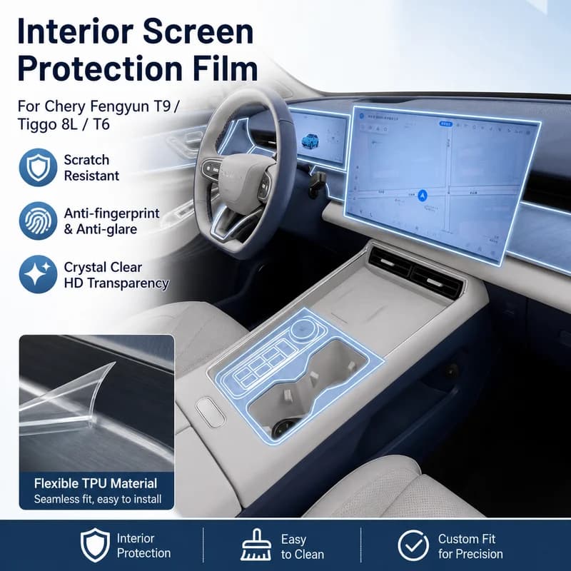 For Chery Fengyun T9 / Tiggo 8L / T6 Interior Film Protection Center Console Screen Film Car Accessories