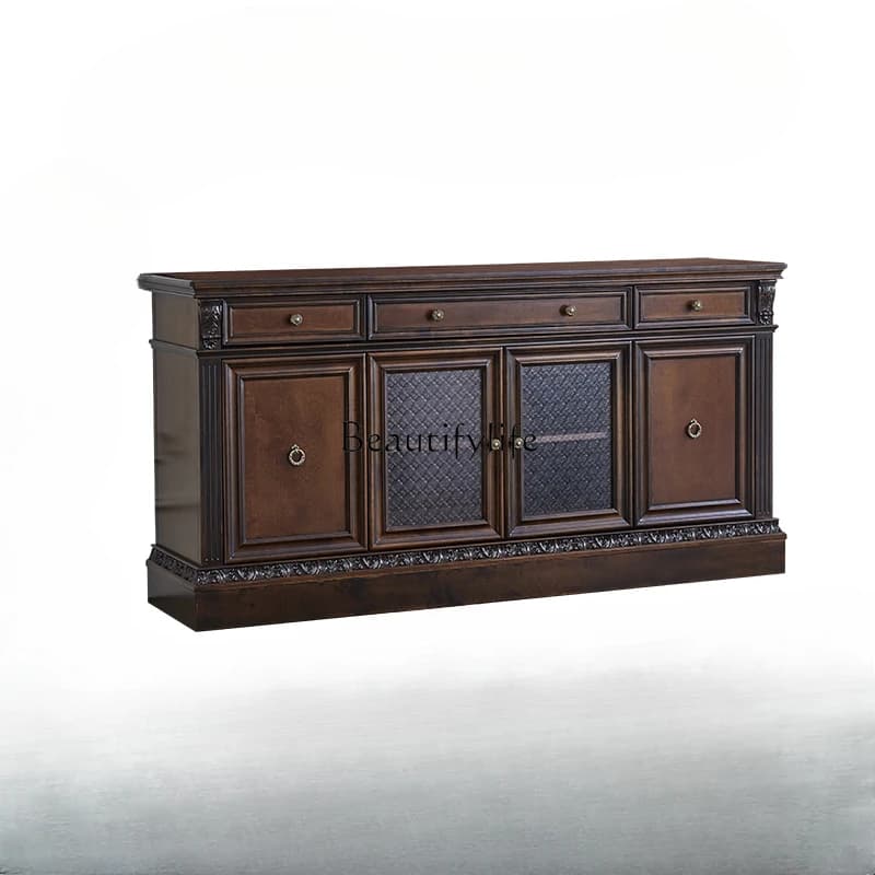 CC American Pure Solid Wood Dining Side Integrated Villa Living Room Wall Locker
