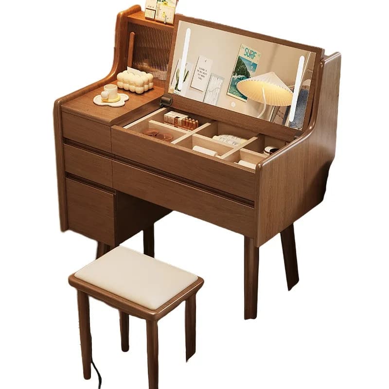 Solid wood dresser, storage cabinet, integrated modern simple bedroom flip dressing table