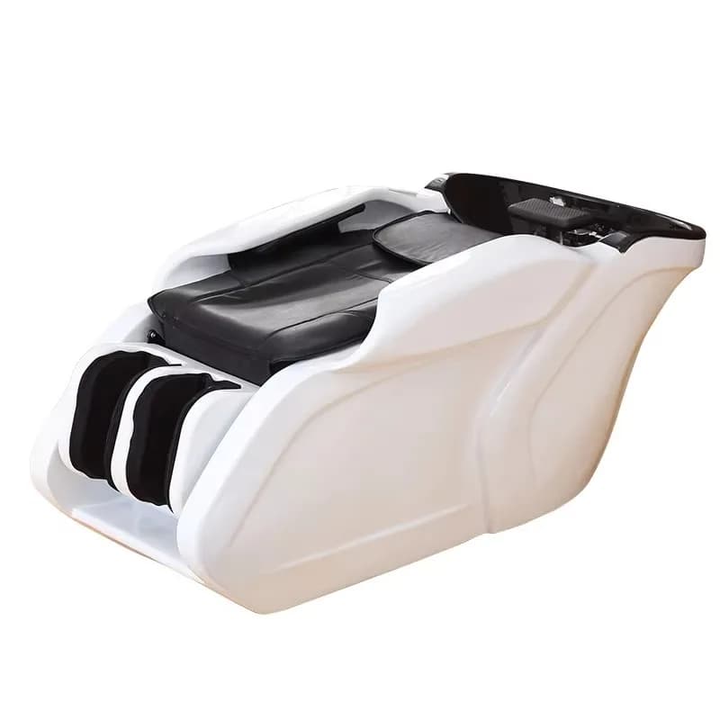 Modern Style Heavy White Black Electric Massage Shampoo Chair Wash Chair With Backwash Bowl