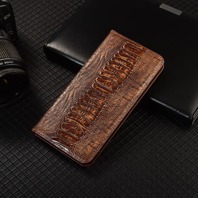 Ostrich Pattern Genuine Leather Flip Case For OPPO Find X X2 X3 X5 X6 X7 X8 X8S X9 X9s X10 Pro Plus Ultra Phone Cover Card Cases