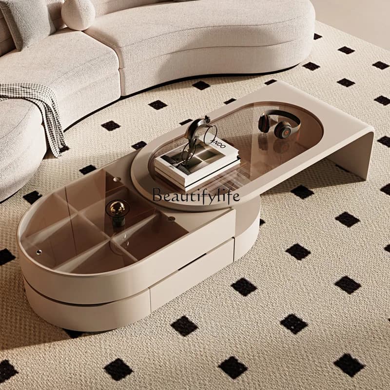 Italian minimalist coffee table high-end household small apartment table retractable side table
