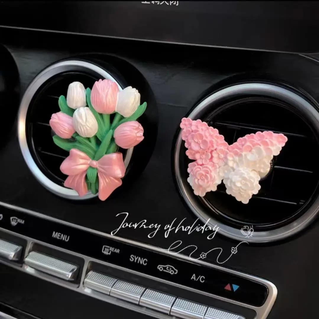 Car Aromatherapy Pendant Tulip Ornament Diffuser Stone Ornament Perfume Fragrance Flower Air Conditioner Air Outlet High-end