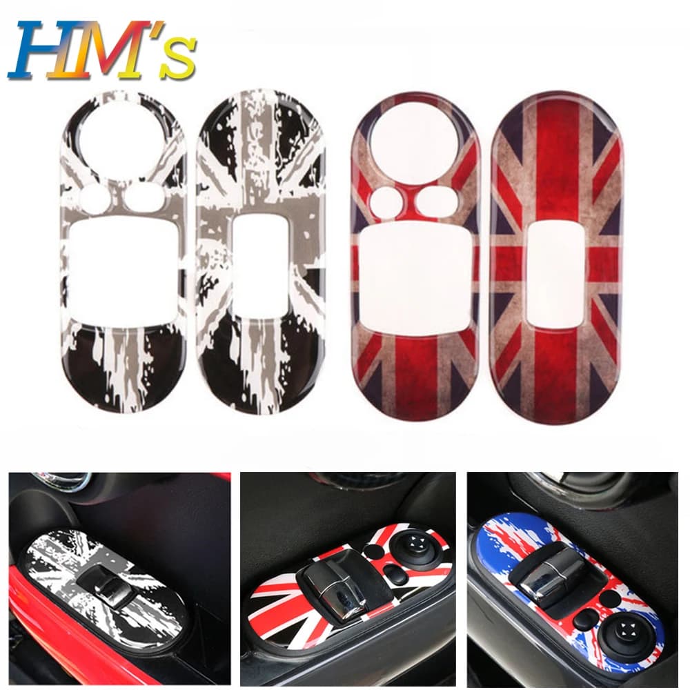 Car Accessory Door Window Lift Control Switch Panel Stickers For MINI Cooper F56 Decals Interior Protection Decoration 2PCS