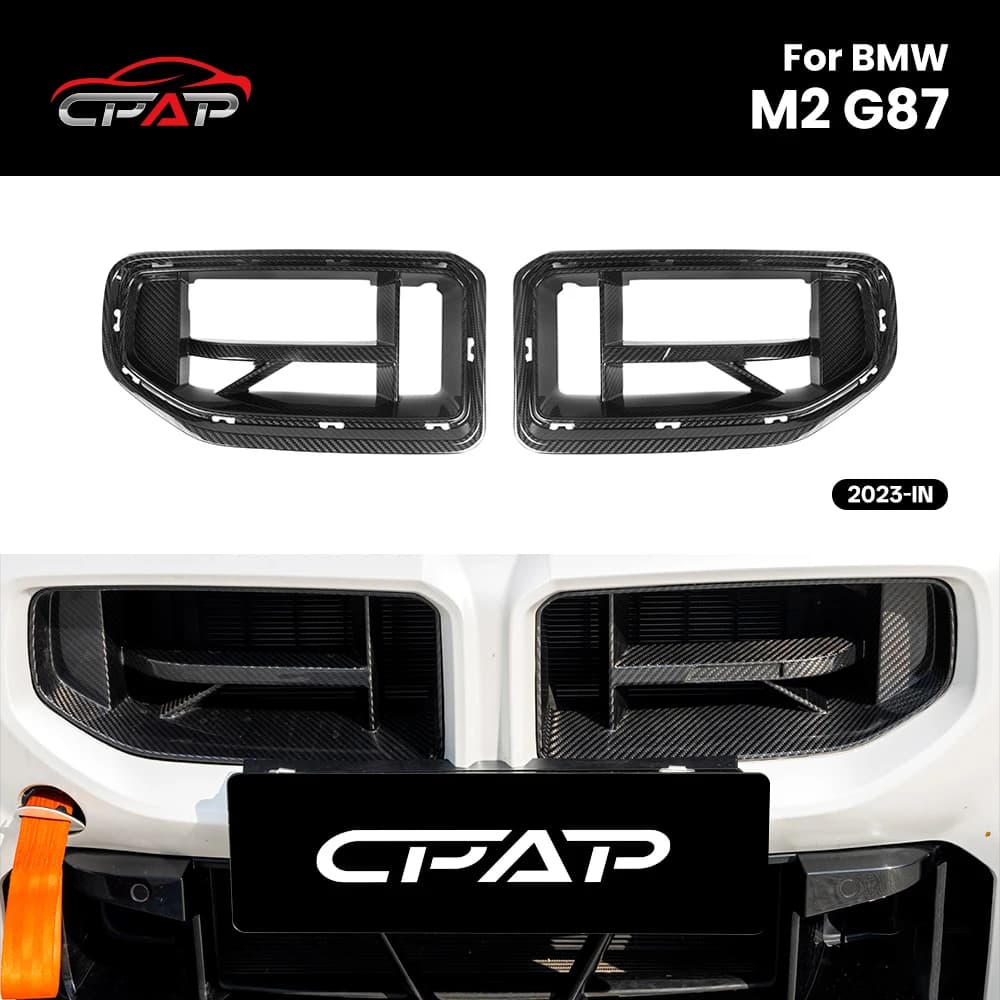 Real Dry Carbon Fiber Front Grills Replacement Front Bumper Kidney Hood Radiator Grilles For BMW M2 Series G87 CS Style 2023-IN