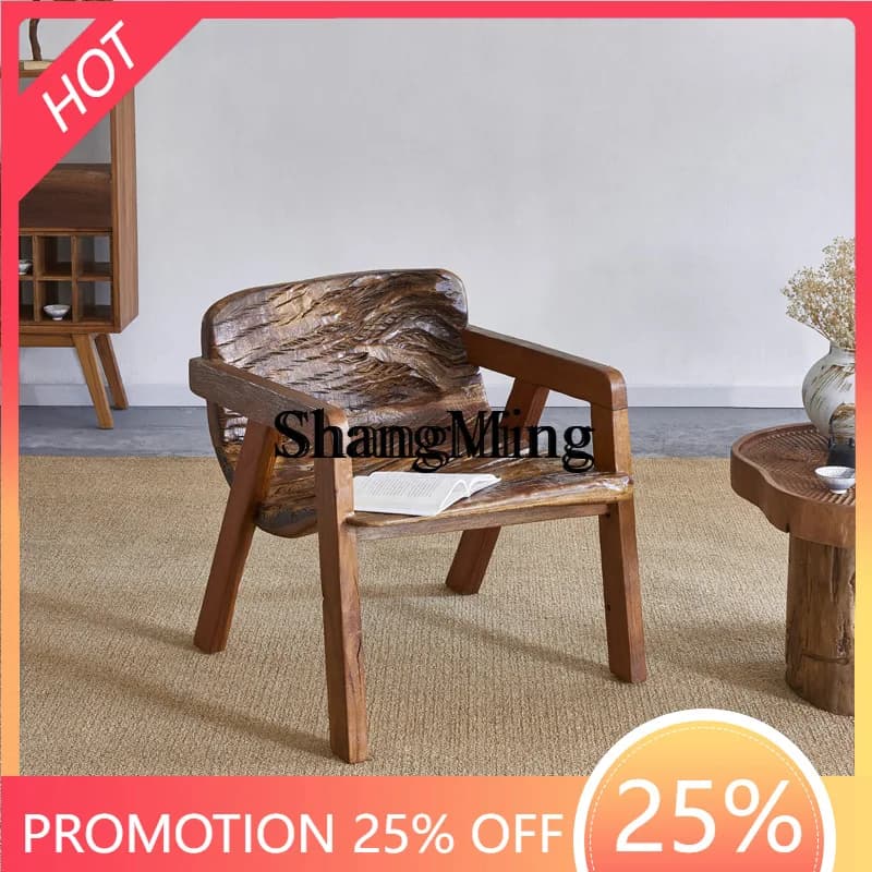 SM sandy wind fragrant camphor wood balcony leisure chair Chinese ancient style B & B hotel one table and two chairs