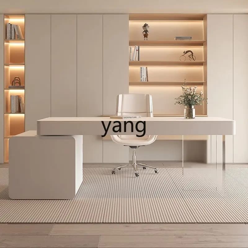 LH cream style desk pure white minimalist household writing desk consultation table with drawers desk