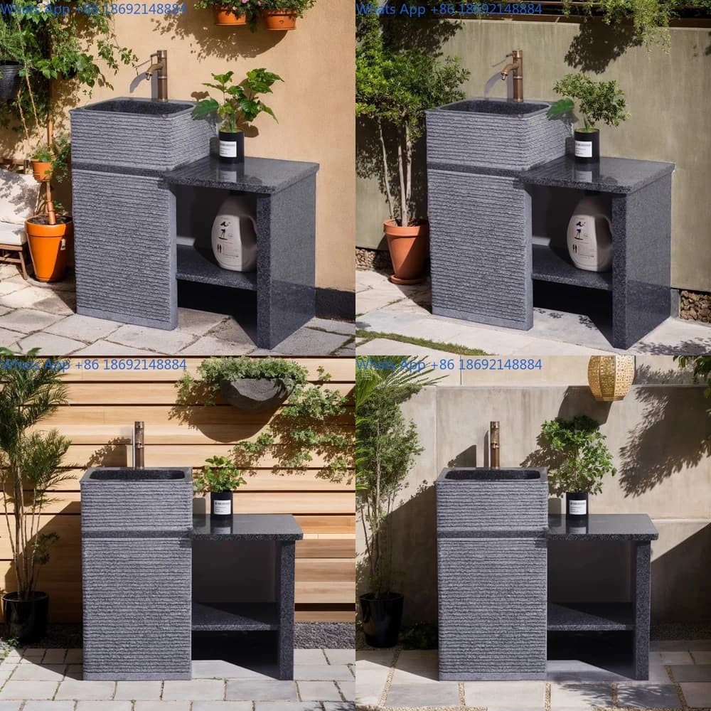 Natural Stone Bathroom Sink Outdoor Garden Marble Wash Basin for Villa Courtyard