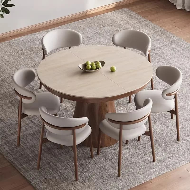 Stylish Minimalist Dining Table Hardware Shaped Space Saving Round Dining Table Lounges Wood Stol Do Jadalni Home Furniture