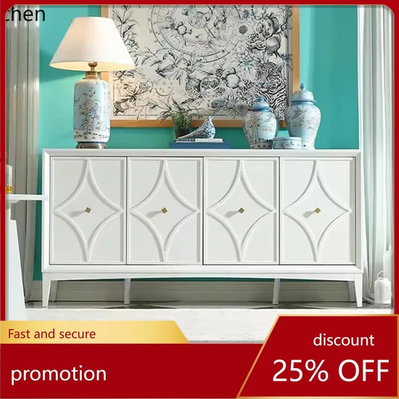 ZML simple dining side cabinet living room tea white engraved entrance decorative cabinet living room decoration