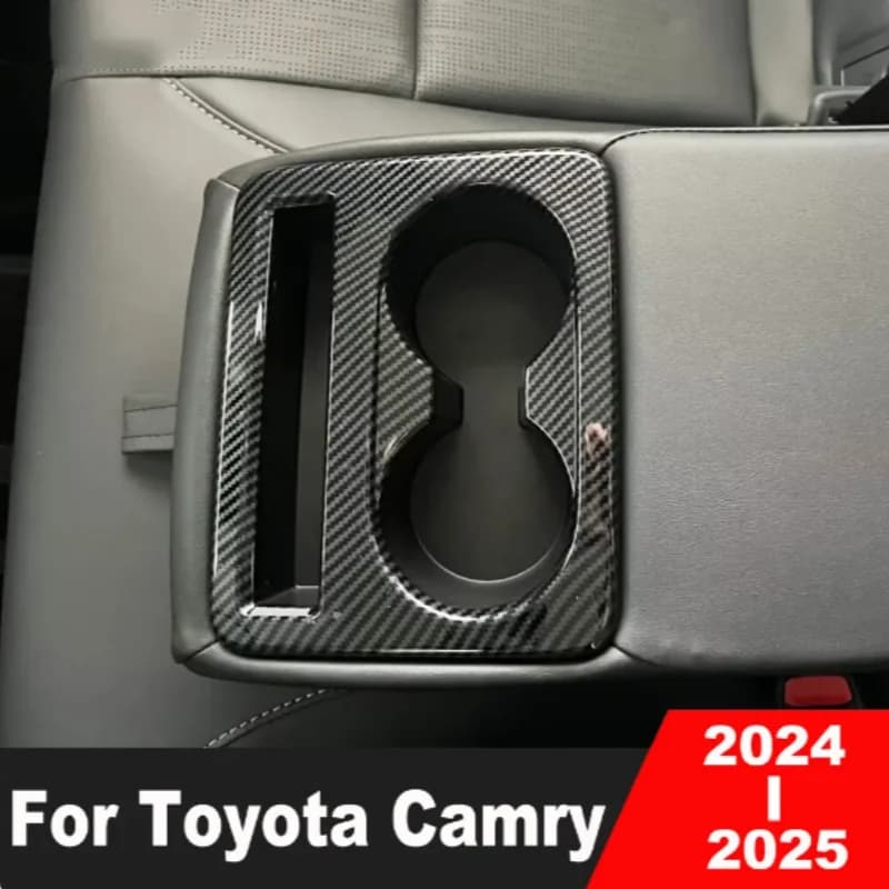 Interior Accessories For Toyota Camry 2024 2025 Carbon Fiber Car Rear Seat Water Cup Holder Frame Cover Molding Trim