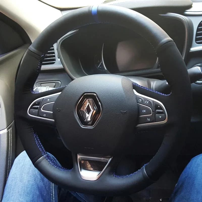 DIY Hand Sewing Car Steering Wheel Cover For Renault Kadjar Koleos Megane Talisman Scenic 2016 2017 D-type Suede Car Accessories