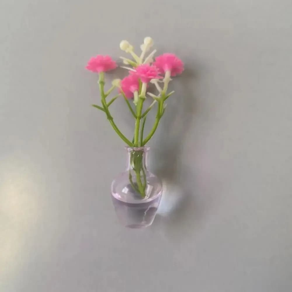 Mini Transparent Vase Flower Fridge Magnet, Cute Tiny Floral Bottle Refrigerator Decor Magnet, Dollhouse Miniature Ornament