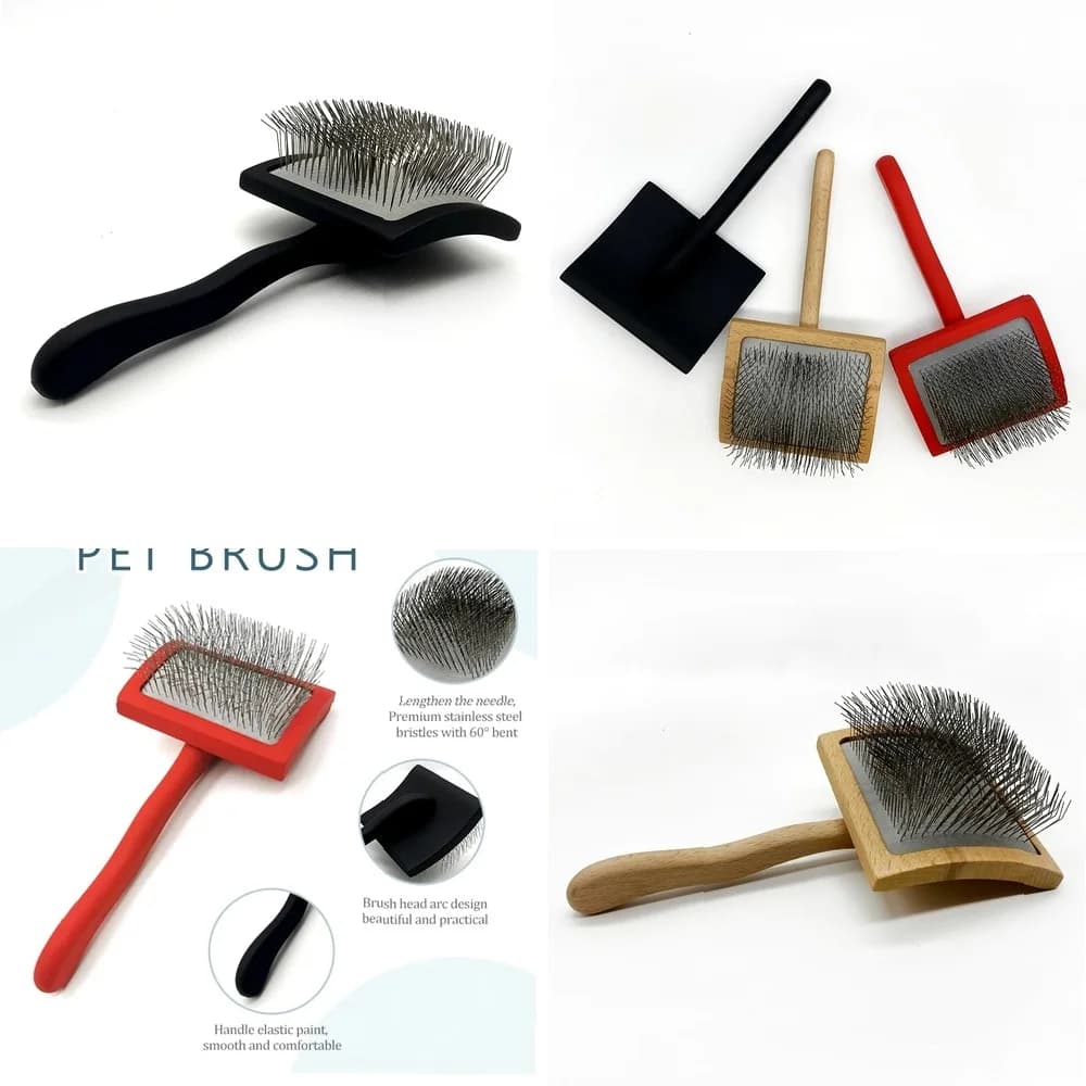 Professional Pet Grooming Brush, Long Handle Wooden Comb for Cats & Dogs