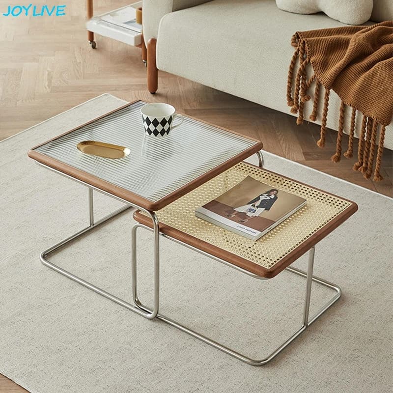 JOYLIVE Ins Style Household Living Room Coffee Table Modern Simple Vine Tea Table Stainless Steel Side Table 2025 DropShipping