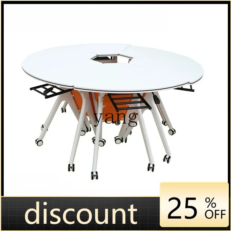 LTT Conference Training Table and Chair Combination Folding Student Desk and Chair Movable Training Conference Table