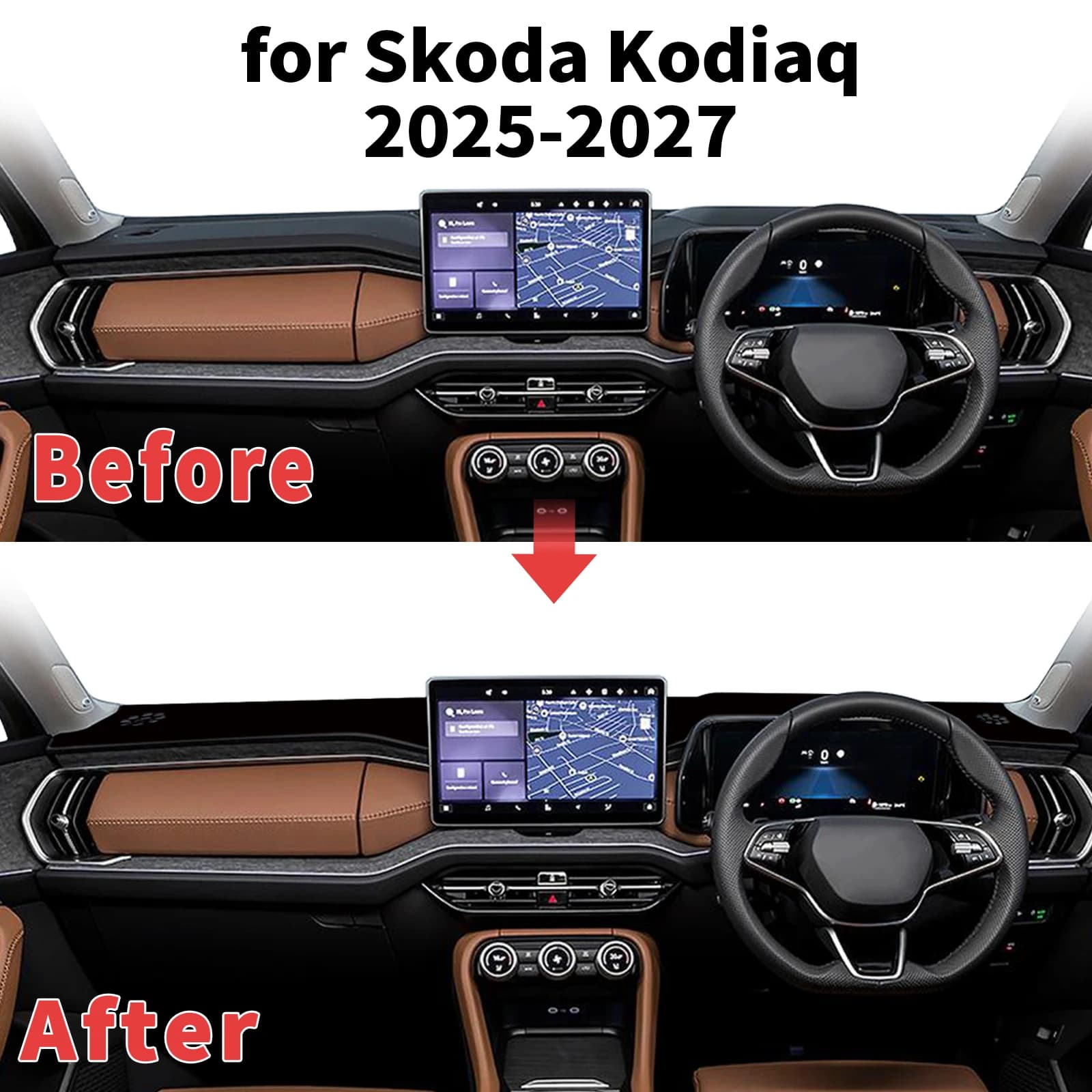 for Skoda Kodiaq 2025-2027 RS Dashboard Cover Sun Shade Protector Dashmat Anti-Glare UV Block Carpet Mat Automotive Dash Mat
