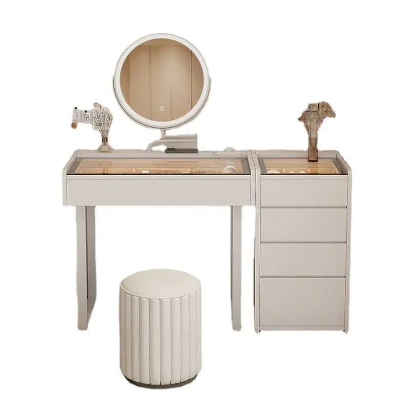 -For Modern Hot Sale White Dressing Table Lighted Glass Top Drawer for Bedroom Furniture Hot Selling Hot Sale Makeup Vanity&