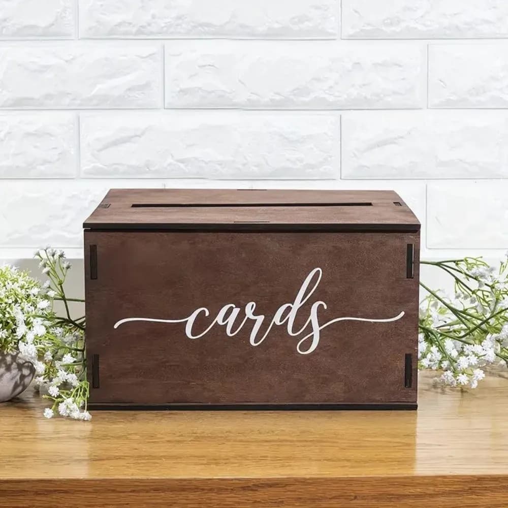 New Wooden Wedding Card Box with Lid Decorative Gift Card Storage Box Handmade Envelope Money Box Wedding Accessories