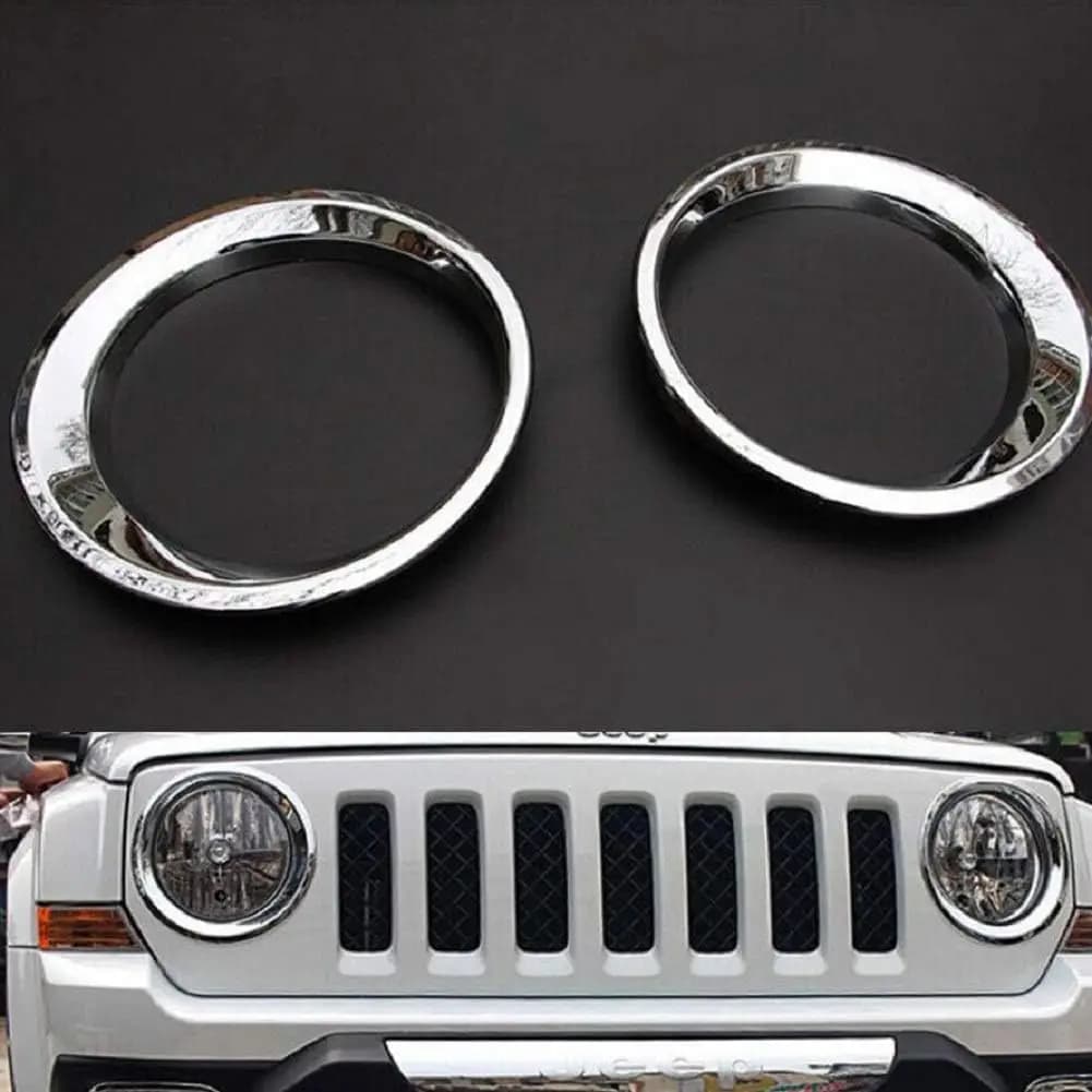 Chrome Front Headlight Trim Cover for 2011-2016 Jeep Patriot - Chrome (Set of 2)-- Sturdy Accessory