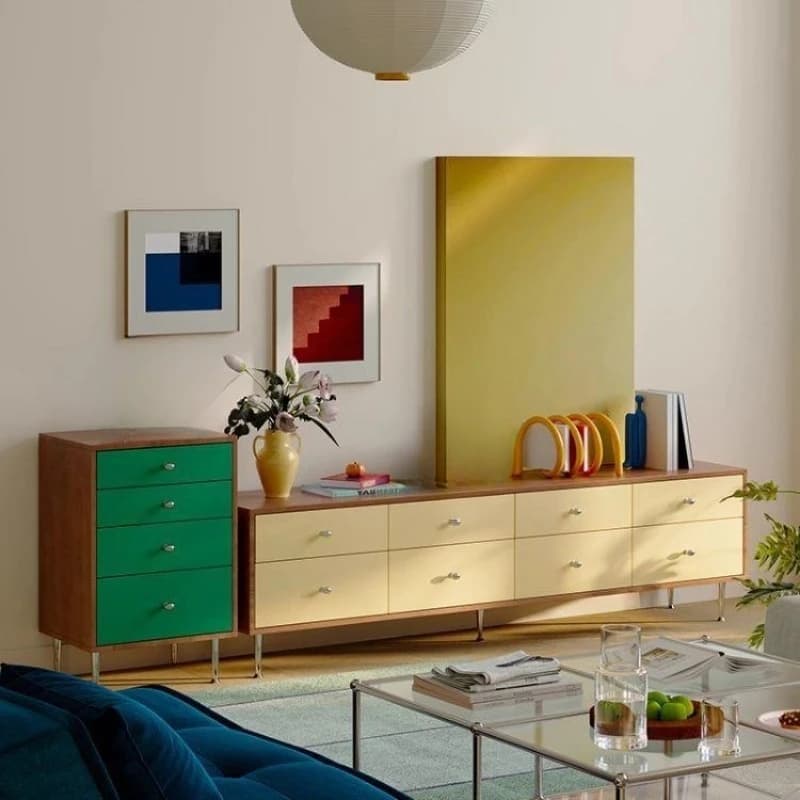 Retro solid wood TV cabinet Small apartment floor storage cabinet Locker