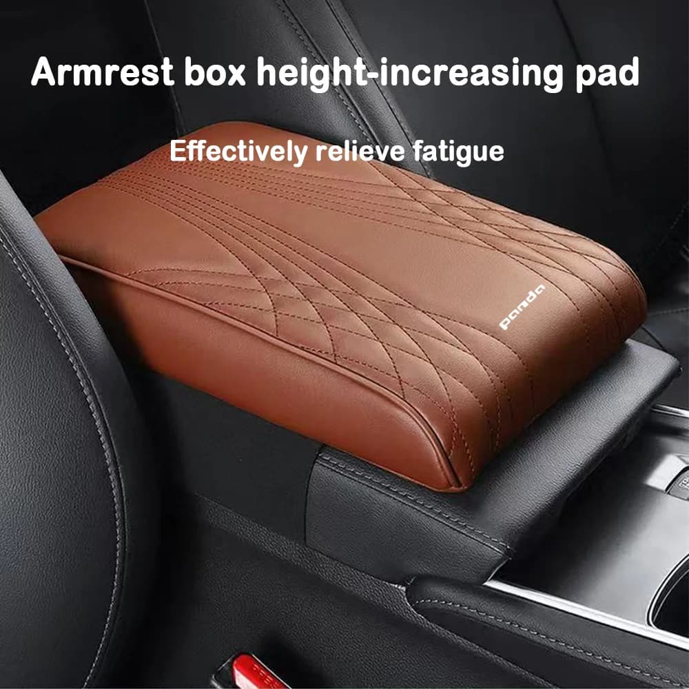 PU Leather Wave Embroider Car Armrest Mat Center Console Arm Rest Protection Comfortable For Fiat panda Car Interior