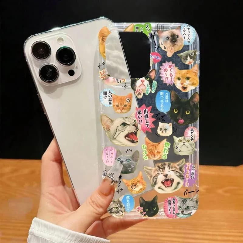 Cat Union Print Clear Case For iPhone 16 Pro Max 15 14 13 12 11 XS X XR 7 8 Plus 16E SE 2020 Transparent Shockproof Bumper Cover