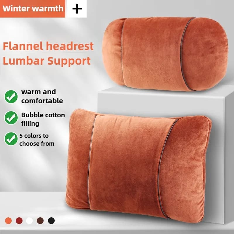 Luxury Plush Car Headrest and Lumbar Support Comfortable Car Neck Pillow Waist Pillow Seat Accessories Car Seat Support Pillows