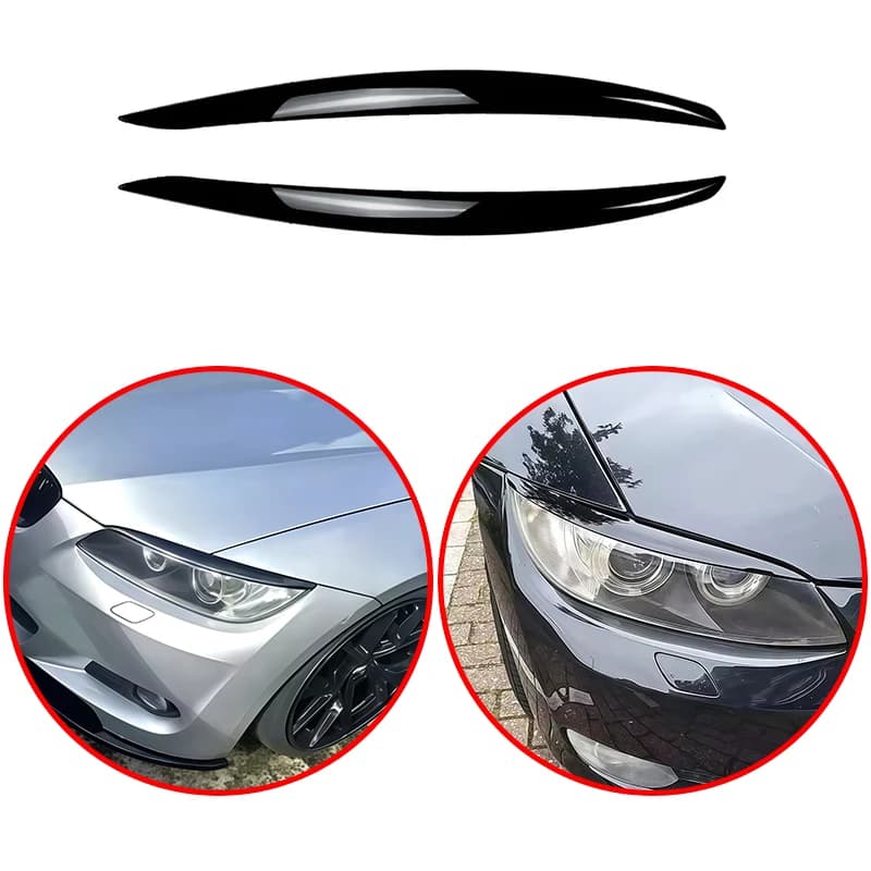 For BMW 3 Series E90 M3 E92 E93 2008-2012 Pre-LCI High Quality ABS Car Front Headlights Eyebrow Eyelids 3D Stickers Gloss Black