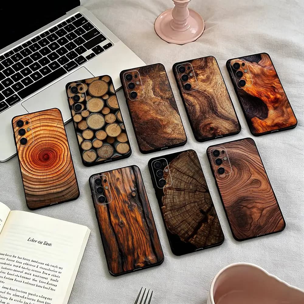 Natural Wood-dd Phone Case Black Silicone Soft For Samsung S25,S24,S21,S22,S23,S30,Ultra,S20,Plus,Fe,Lite