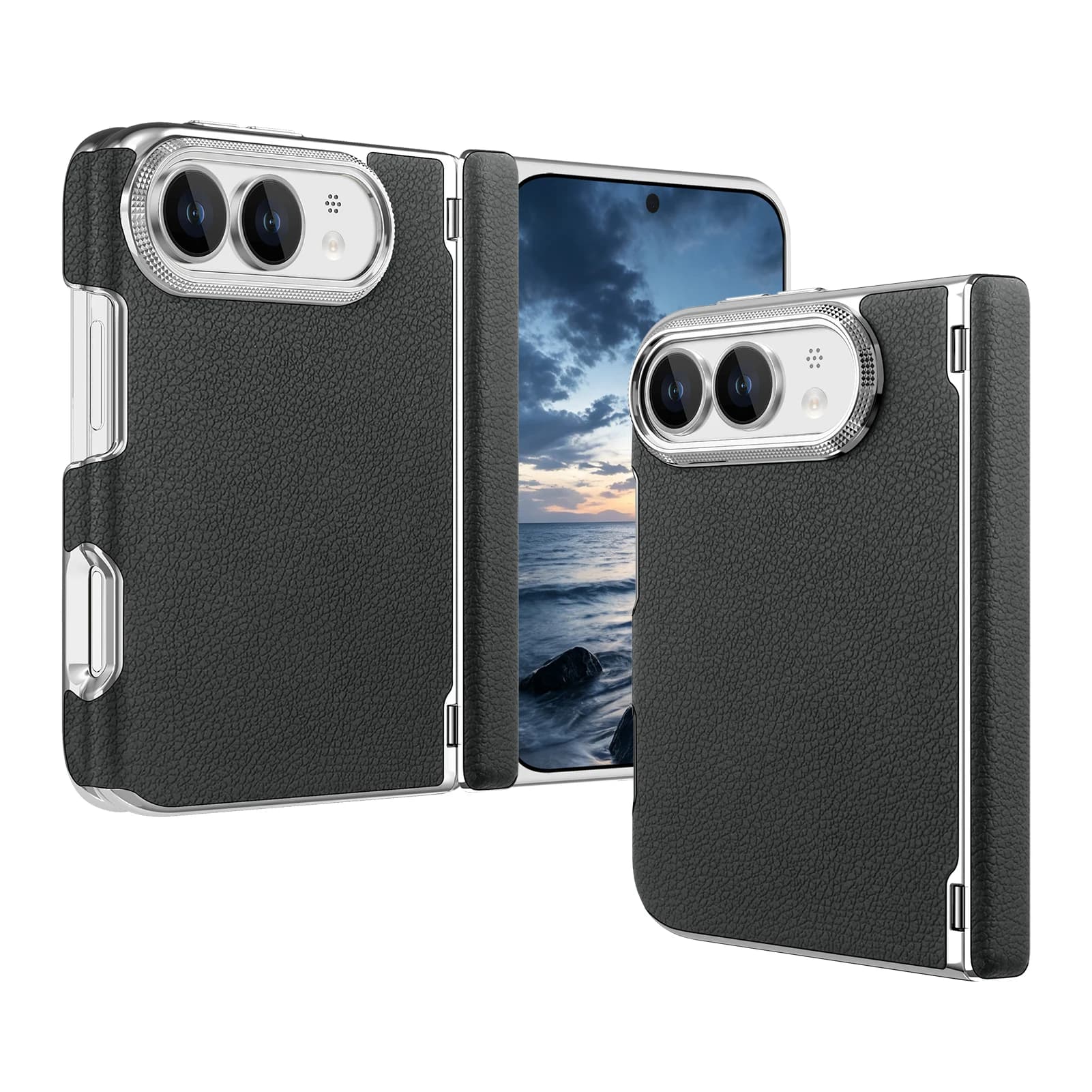 For iPhone Duo Case Luxury Leather Matte Skin-Friendly Shockproof Protection Hard Back Cover Accessories For iPhone Ultra Fold