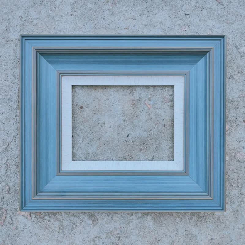 Grey and Blue Solid Wood Oil Painting Frame, American Watercolor Painting Outer Frame, Customized Frame