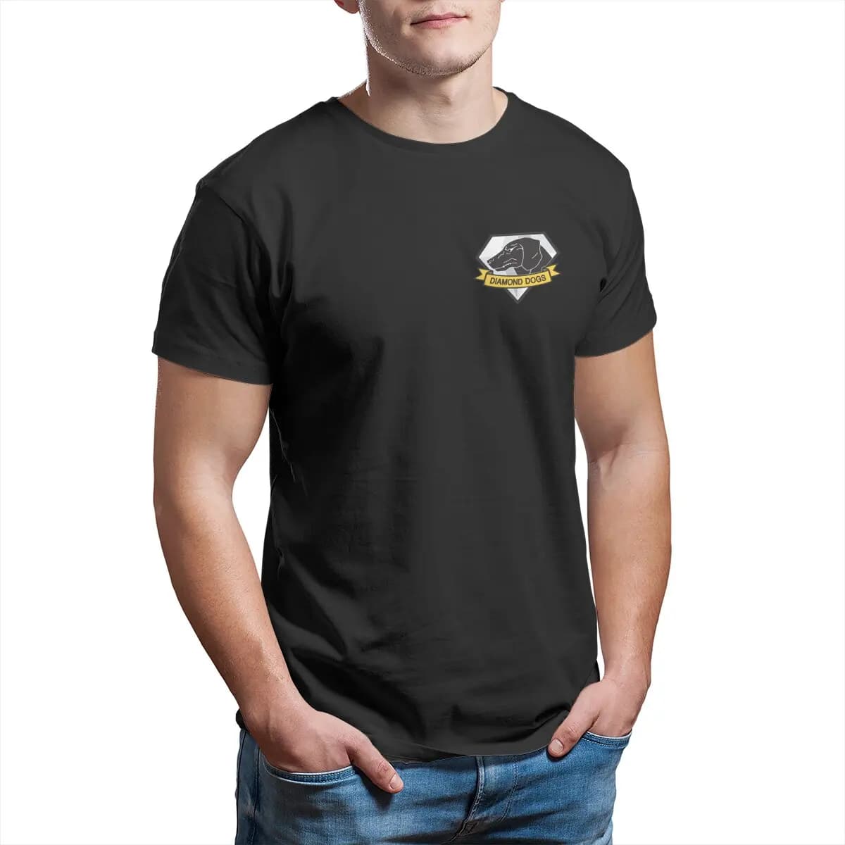 Diamond Dogs 100% Cotton vintage Metal Gear Solid MGSV vedio game Japanese Kanji Men's clothing Big Size Printed t-shirt