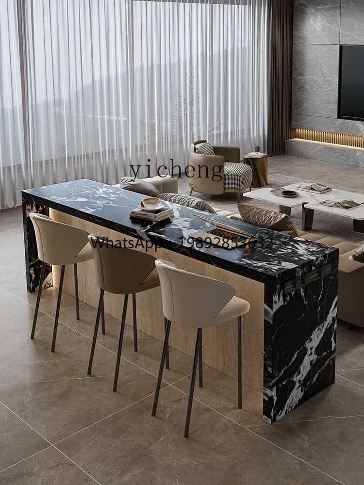 Cream Style Stone Plate Kitchen Island Dining Table Kitchen Partition Multifunctional Center Guide Console Console