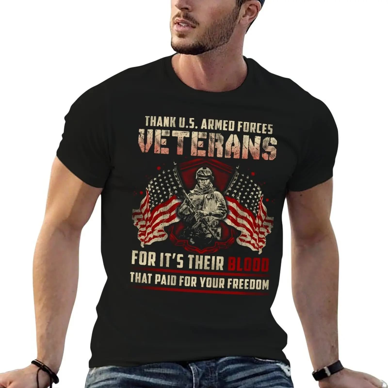 Thank U.S. Armed Forces Veterans T-Shirt korean fashion funny meme t-shirts shirts men