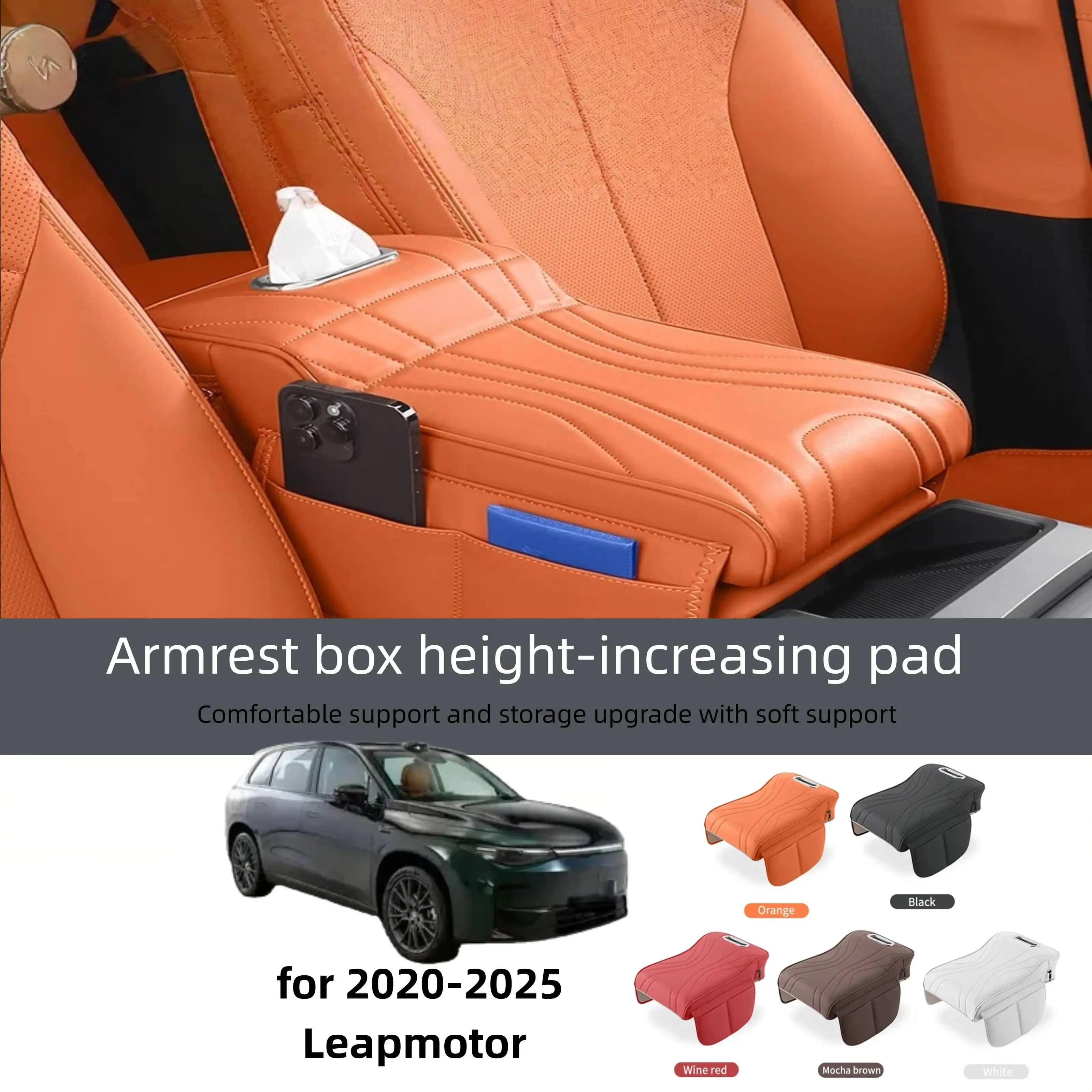 Car Central Armrest Cushion for Leapmotor T03/C10/C11/C16/C01/B01 - Thickened Heightened Protective Cover with Tissue Storage